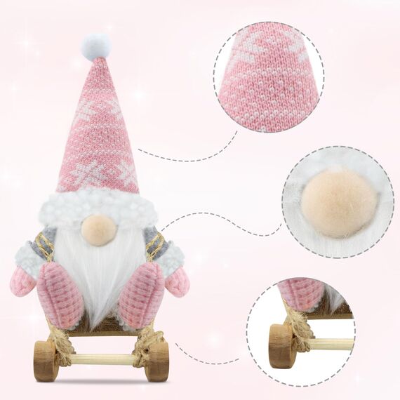 Gehydy Weihnachtswichtel Figuren 3er Set Weihnachtsdeko Wichtel Weihnachten Deko Wichtel Zubehör Dekoration Christmas für Home Küche - Rosa