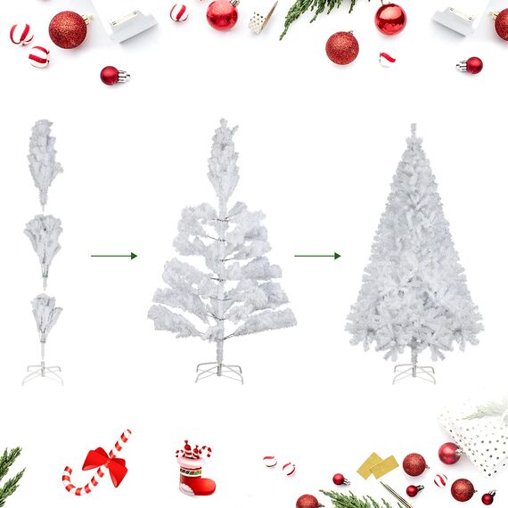 SALCAR Künstlicher Weihnachtsbaum 210 cm Weiss, Tannenbaum Künstlich mit Handschuhen und Metallständer, Christbaum als Weihnachtsdeko Innen