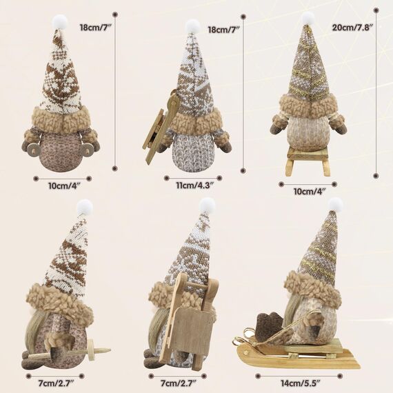 Gehydy Weihnachtswichtel Figuren 3er Set Weihnachtsdeko Wichtel Weihnachten Deko Wichtel Zubehör Dekoration Christmas für Home Küche - Braun
