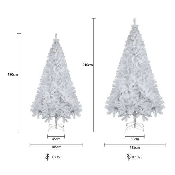 SALCAR Künstlicher Weihnachtsbaum 210 cm Weiss, Tannenbaum Künstlich mit Handschuhen und Metallständer, Christbaum als Weihnachtsdeko Innen