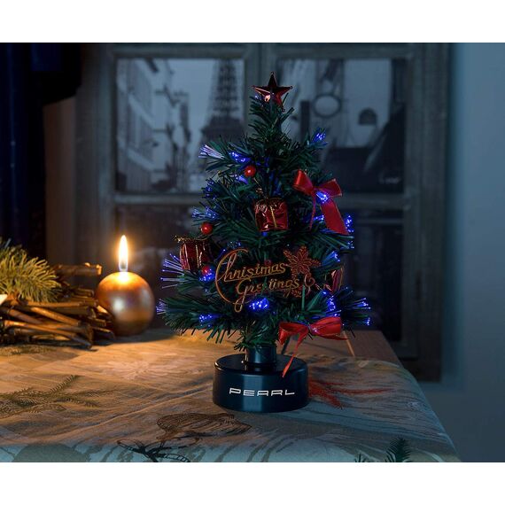 PEARL Weihnachtsbaum für LKW: 2er-Set USB-Weihnachtsbäume mit LED-Farbwechsel-Glasfaserlichtern (Weihnachtsbaum fürs Auto, LKW 24 Volt, Beleuchteter Tannenbaum)