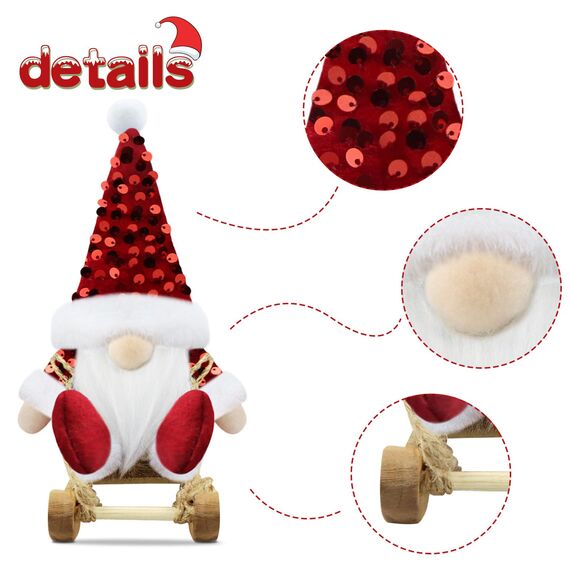 Gehydy Weihnachtswichtel Figuren 3er Set Weihnachtsdeko Wichtel Weihnachten Deko Wichtel Zubehör Dekoration Christmas für Home Küche - Rot
