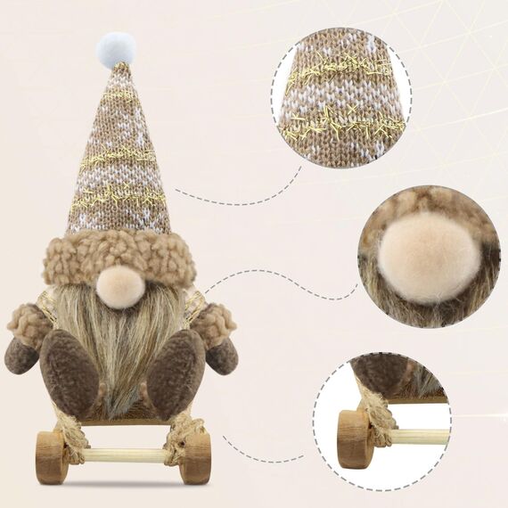 Gehydy Weihnachtswichtel Figuren 3er Set Weihnachtsdeko Wichtel Weihnachten Deko Wichtel Zubehör Dekoration Christmas für Home Küche - Braun