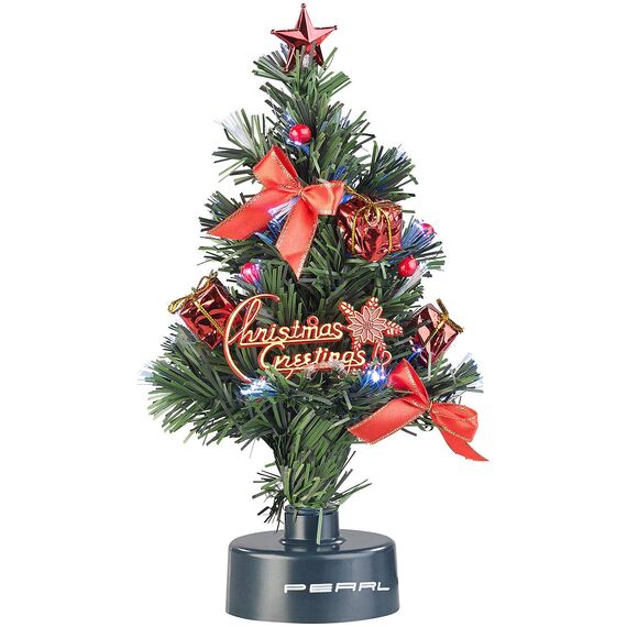 PEARL Weihnachtsbaum für LKW: 2er-Set USB-Weihnachtsbäume mit LED-Farbwechsel-Glasfaserlichtern (Weihnachtsbaum fürs Auto, LKW 24 Volt, Beleuchteter Tannenbaum)