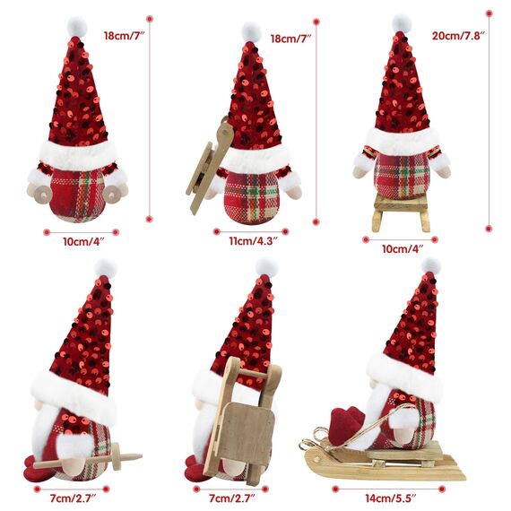 Gehydy Weihnachtswichtel Figuren 3er Set Weihnachtsdeko Wichtel Weihnachten Deko Wichtel Zubehör Dekoration Christmas für Home Küche - Rot