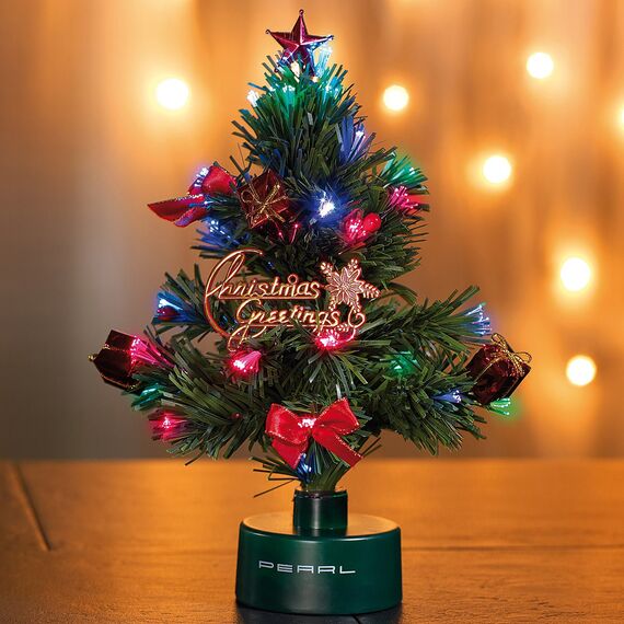 PEARL Fiberglas Tannenbaum: 2er-Set LED-Weihnachtsbäume mit Glasfaser-Farbwechslern (Weihnachtsbäumchen, Tisch Weihnachtsbaum, Weihnachtsbaumbeleuchtung kabellos)