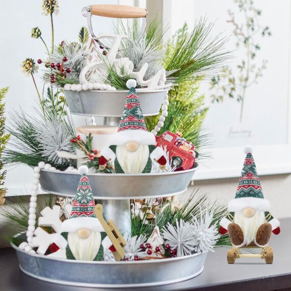 Gehydy Weihnachtswichtel Figuren 3er Set Weihnachtsdeko Wichtel Weihnachten Deko Wichtel Zubehör Dekoration Christmas für Home Küche - Grün