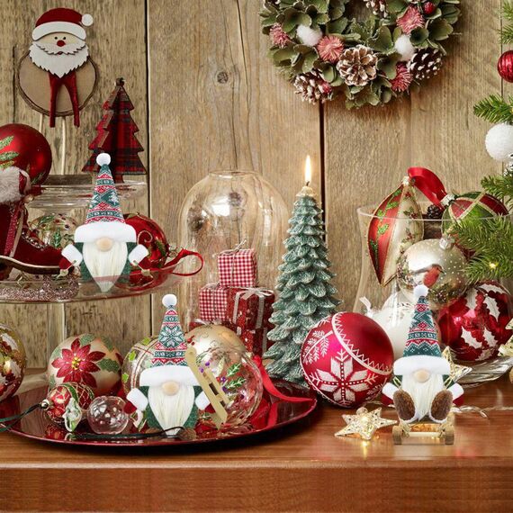 Gehydy Weihnachtswichtel Figuren 3er Set Weihnachtsdeko Wichtel Weihnachten Deko Wichtel Zubehör Dekoration Christmas für Home Küche - Grün