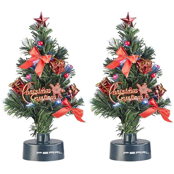 PEARL Weihnachtsbaum für LKW: 2er-Set USB-Weihnachtsbäume mit LED-Farbwechsel-Glasfaserlichtern (Weihnachtsbaum fürs Auto, LKW 24 Volt, Beleuchteter Tannenbaum)