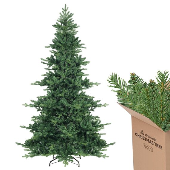 SALCAR Künstlicher Weihnachtsbaum 180 cm – Realistischer Tannenbaum aus hochwertigem PVC, naturgetreuer Premium-Christbaum