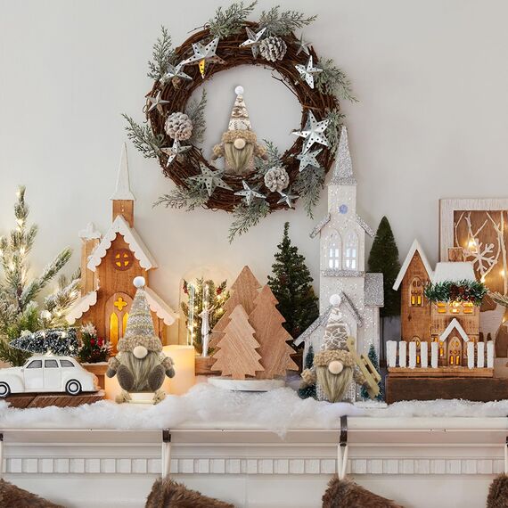 Gehydy Weihnachtswichtel Figuren 3er Set Weihnachtsdeko Wichtel Weihnachten Deko Wichtel Zubehör Dekoration Christmas für Home Küche - Braun
