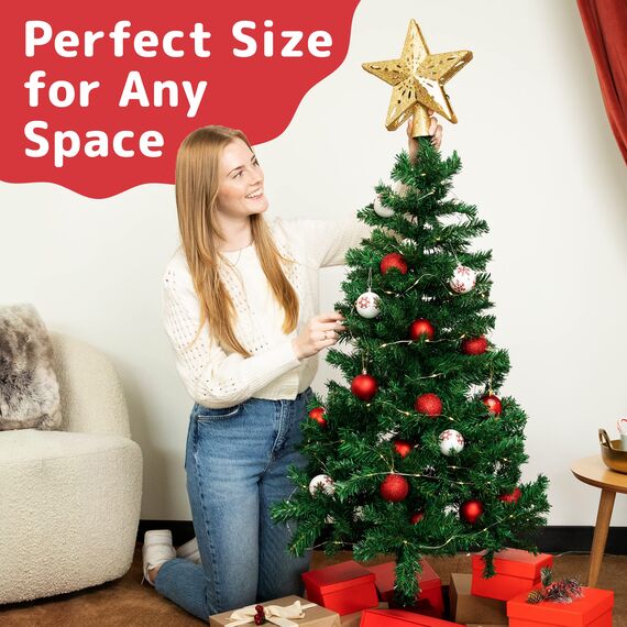Hochwertiger Weihnachtsbaum von Prextex - 1,20 m mit 320 Spitzen – Kleiner Künstlicher Weihnachtsbaum Kanadische Tanne in Voller Größe, Leicht und Einfach Aufzubauen mit Ständer aus Metall