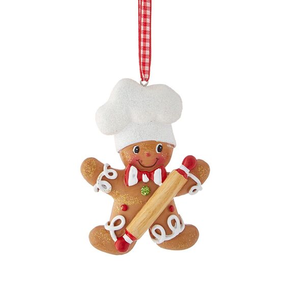 Kurt S. Adler Resin Gingerbread Boy and Girl Baker Christmas Ornaments Set of 2 Assorted