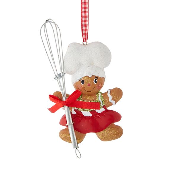 Kurt S. Adler Resin Gingerbread Boy and Girl Baker Christmas Ornaments Set of 2 Assorted