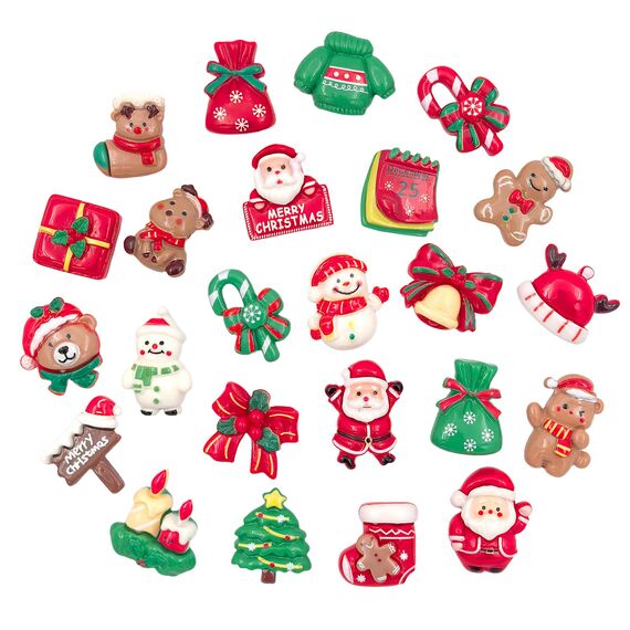 Kesote 24 Weihnachten Deko Streudeko Tischdeko Weihnachtsschmuck Konfetti Kunstharz Mini Zubehör Kunstharz Miniatur Klein Figur zum Basteln DIY Geschenk Mitgebsel