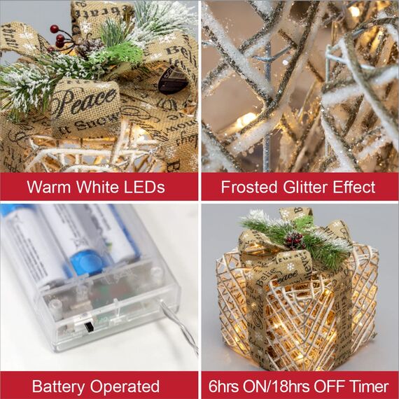 The Christmas Workshop 70289 Set mit 3 Leuchtboxen | Weihnachtsdekoration für den Innenbereich | 45 warmweiße LED-Lichter | [Energieklasse
