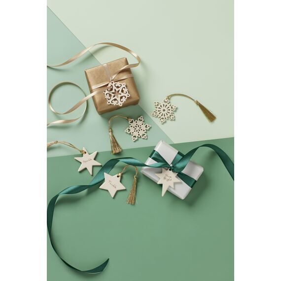 Lenox Mini Schneeflocke 3-teiliges Porzellan-Weihnachtsornament-Set, Weihnachten