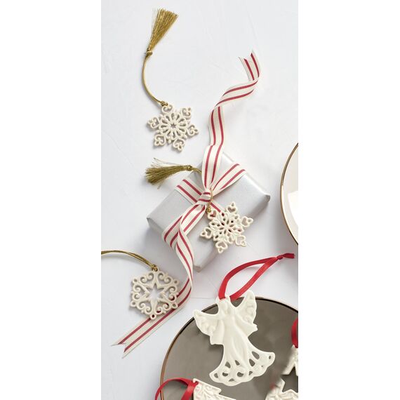 Lenox Mini Schneeflocke 3-teiliges Porzellan-Weihnachtsornament-Set, Weihnachten