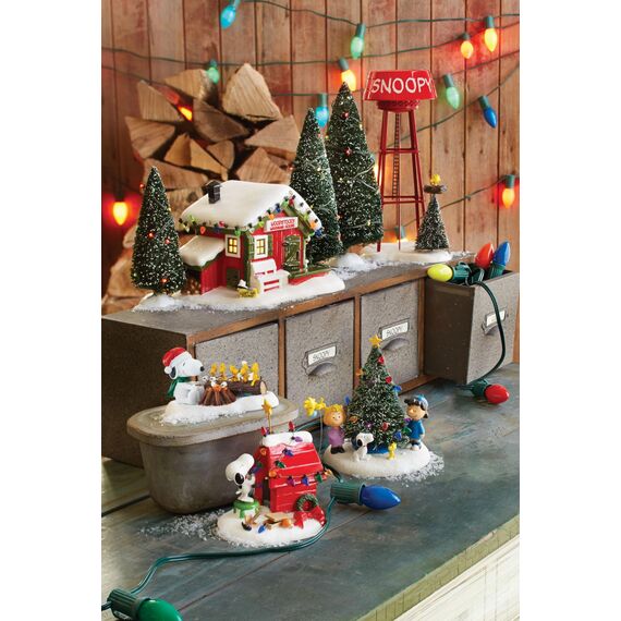 Department 56 Peanuts Dekoration Snoopy's Hundehaus Woodstock Weihnachtsbeleuchtung, aus Kunststoffharz, Kunststoff, Stahl, 20,3 cm rot