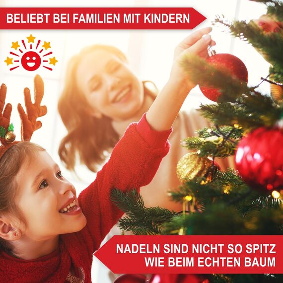 Wolkenland Künstlicher Weihnachtsbaum 220cm, in Premium Qualität - Mit Aufbewahrungstasche und Holzständer – Naturgetreu und mit dicht bestückten Zweigen – Künstliche Weihnachtsbäume