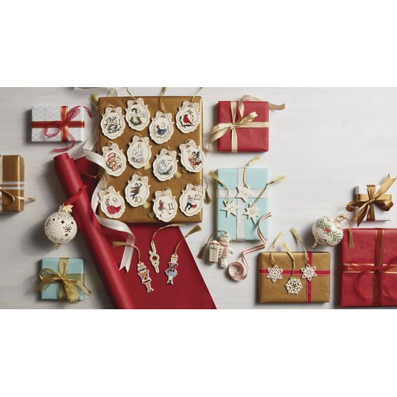 Lenox Mini Schneeflocke 3-teiliges Porzellan-Weihnachtsornament-Set, Weihnachten