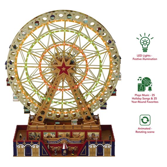 Mr. Christmas World's Fair Grand Riesenrad musikalische animierte Weihnachtsdekoration für den Innenbereich, 38,1 cm, Gold