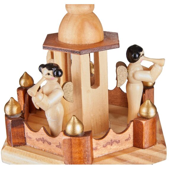 BRUBAKER Weihnachtspyramide Holzpyramide - Natur - 4 Etagen - 60 cm Höhe - handbemalte Figuren