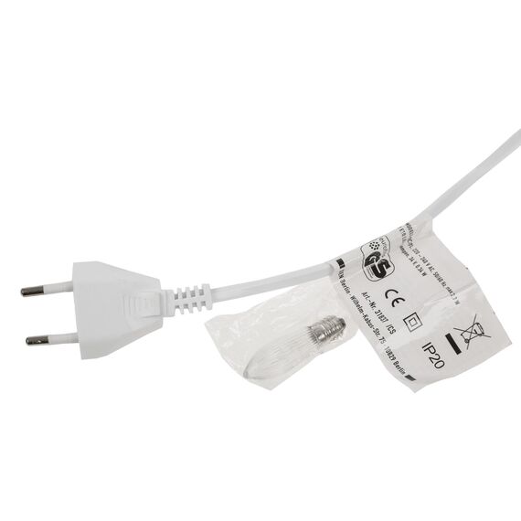 Idena 31837 - LED Adventsleuchter mit 7 LED Kerzenlichtern in Warmweiß, Schwibbogen aus weiß lackiertem Holz, mit Ersatzlampe und Schalter, Deko für Innen, als Winter-, Advents- und Weihnachtsdeko