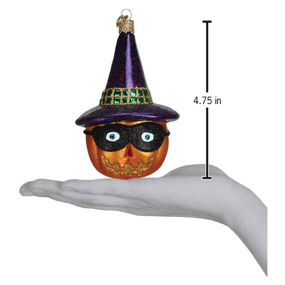 Old World Christmas Masked Jack O'Lantern Glasgeblasenes Ornament für Weihnachtsbaum, 2 Stück