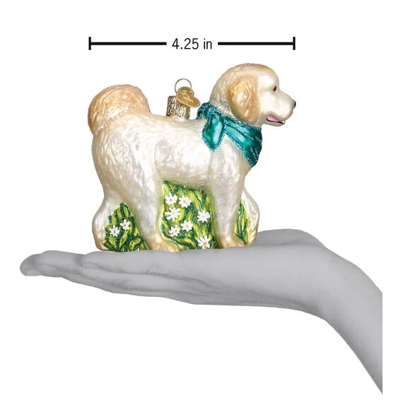 Old World Christmas Christbaumschmuck: Hunde-Kollektion, Glasornamente für Weihnachtsbaum Doodle Dog Weiß/Gold