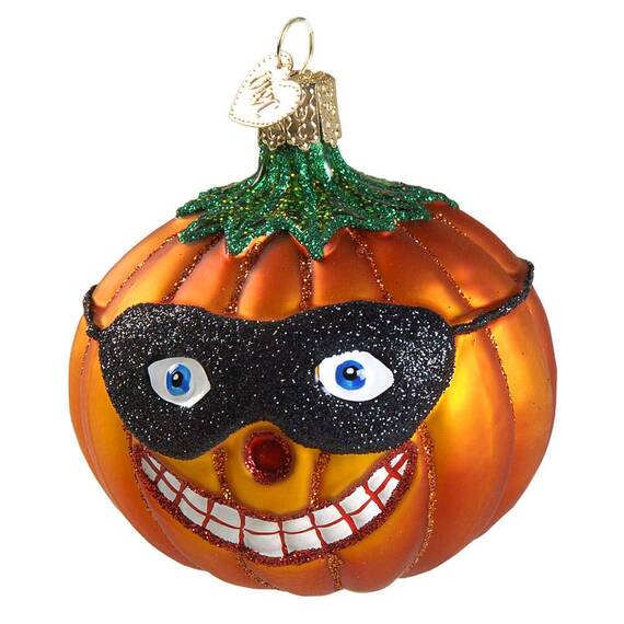 Old World Christmas Masked Jack O'Lantern Glasgeblasenes Ornament für Weihnachtsbaum, 2 Stück