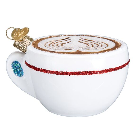 Old World Christmas Coffee and Tea Gifts Glass Blown Ornaments for Christmas Tree Cappuccino, Glas, 3