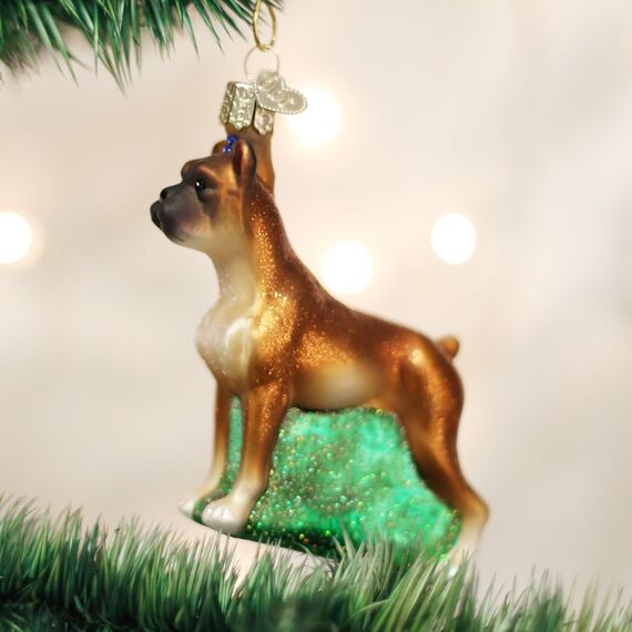 Old World Christmas Ornaments: Hundekollektion Glasornamente für Weihnachtsbaum Boxer Dog, braun, 4