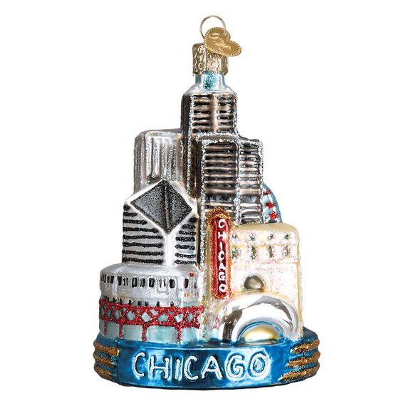Old World Christmas Ornament: Christbaumschmuck aus Glas mit Städten, Orten und Sehenswürdigkeiten für den Weihnachtsbaum Chicago