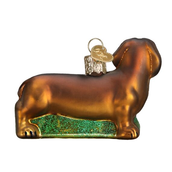 Old World Christmas Christbaumschmuck: Hunde-Kollektion, Glasornamente für Weihnachtsbaum Dackel 3x3 braun