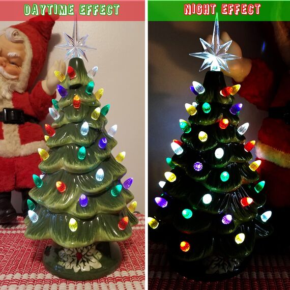KonohaELF Ceramic Christmas Tree Replacement Lights/Bulbs, Ceramic Tree Medium Multicolor Twist Light Ornaments(117 Bulbs+5 Topper Star)