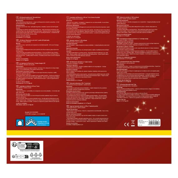 Idena 8582092 - LED Adventsleuchter mit 7 LED Kerzenlichtern in Warmweiß, Schwibbogen aus naturfarbenem Holz, batteriebetrieben, Deko für Innen, als Winter-, Advents- und Weihnachtsdeko