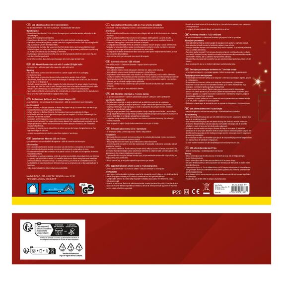 Idena 31837 - LED Adventsleuchter mit 7 LED Kerzenlichtern in Warmweiß, Schwibbogen aus weiß lackiertem Holz, mit Ersatzlampe und Schalter, Deko für Innen, als Winter-, Advents- und Weihnachtsdeko