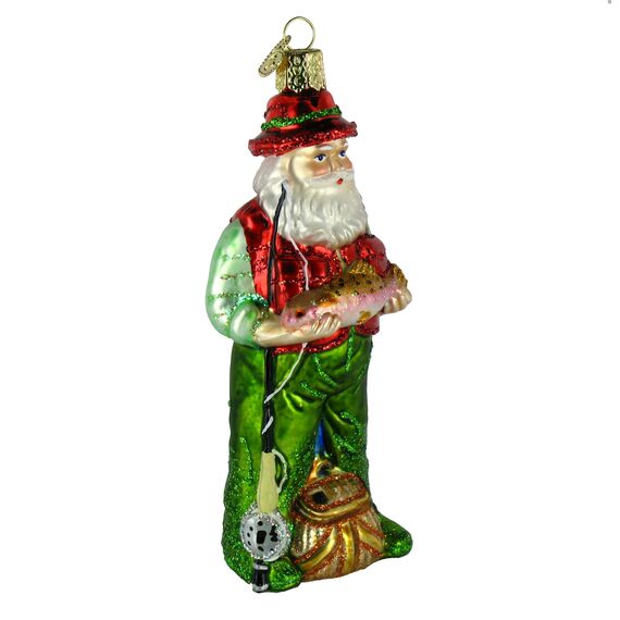 Old World Christmas Ornamente: Fisherman Collection Glasgeblasene Ornamente für Weihnachtsbaum, Fliegenfischen