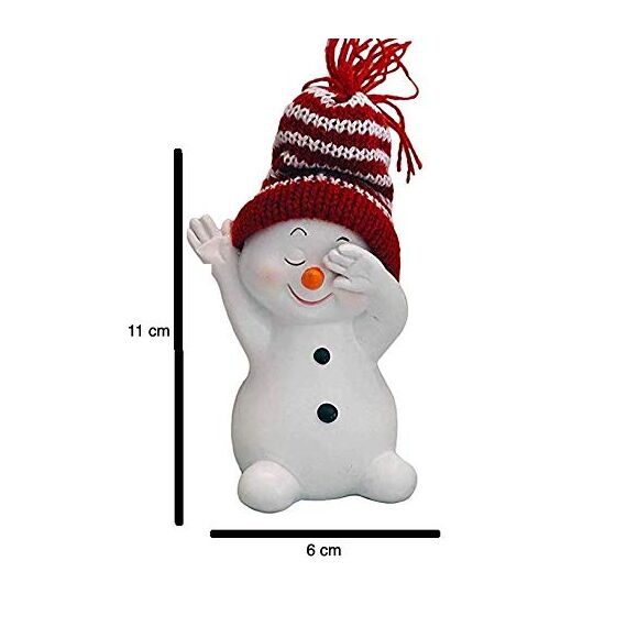 khevga Weihnachtsdeko Deko-Figuren Schneemann im 4er Maße ca. 6x6x11 cm (Rot)