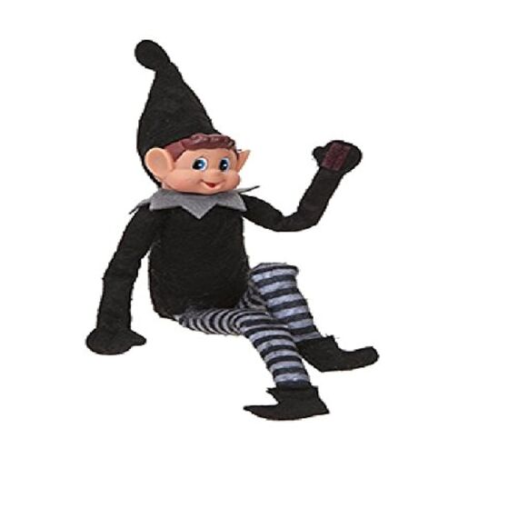Elves Behavin Badly 30,5 cm biegbare, bewegliche Elfe mit Vinyl-Kopf – Weihnachtszubehör (schwarzer Elfenjunge)
