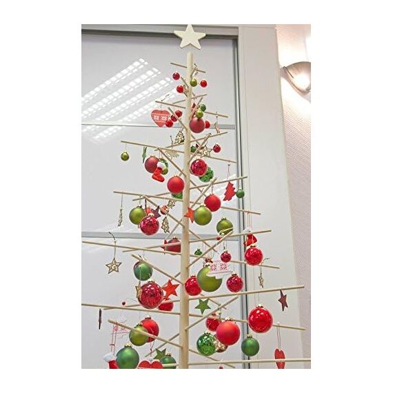 xmas3, Künstlicher Weihnachtsbaum aus echtem Holz. Kräftig, Platzsparend, Nachhaltig und Einfach. Perfekte Weihnachtsbaum Alternative. 68 x 68 x 125 cm, 24 Ästen.