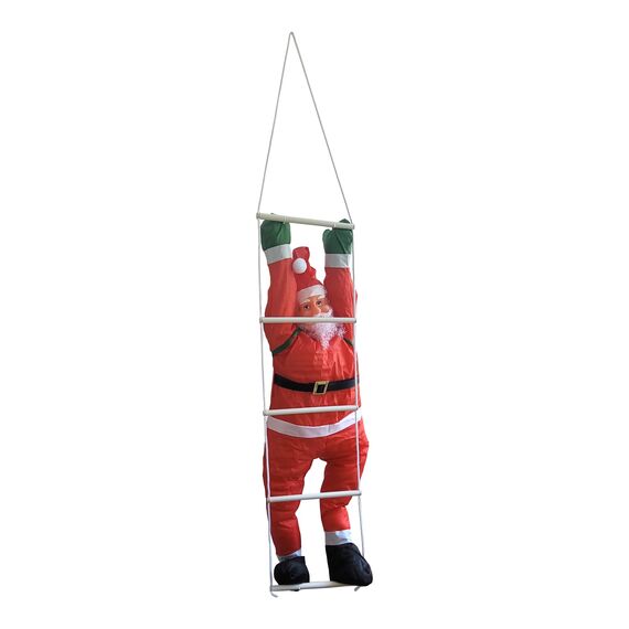 [en.casa] Weihnachtsmann auf Leiter 165cm 120cm Weihnachts Deko Weihnachten Figur Nikolaus