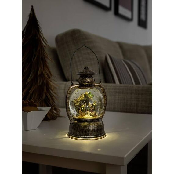 Konstsmide LED Kugellaterne Weihnachtskrippe, mit 5h Timer, wassergefüllt, warm weiß, batteriebetrieben, Innen - 3499-000, Bunt