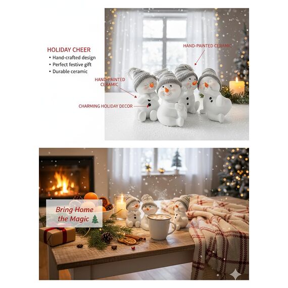 khevga Weihnachtsdeko Deko-Figuren Schneemann grau im 4er Maße sitzend