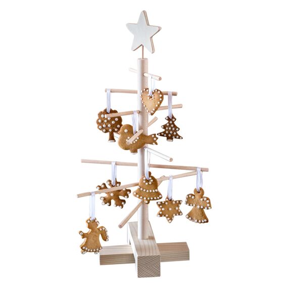 Xmas3, Künstlicher Weihnachtsbaum aus echtem Holz. Kräftig, Platzsparend, Nachhaltig und Einfach. Perfekte Weihnachtsbaum Alternative. 27 x 27 x 45 cm, 8 Ästen.