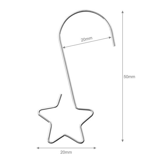 Naler 50 Kugelaufhänger Stern Weihnachtsbaumkugeln Haken Klein Schnellaufhänger für Weihnachtskugel Weihnachtsschmuck Silber