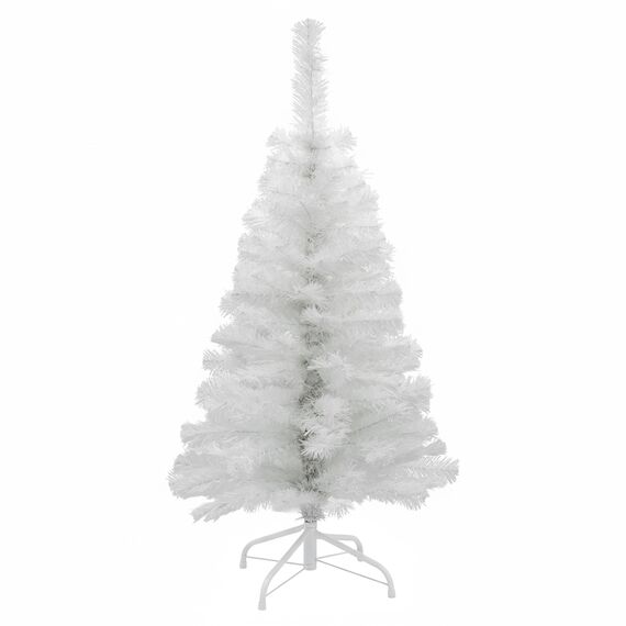 Künstlicher Weihnachtsbaum weiß inklusive Metall Ständer - 120 cm - Kunst Tannenbaum mit Baumständer klappbar - Weihnachtsdeko Christbaum Schneetanne Weihnachtstanne Kunstschnee Tanne unecht