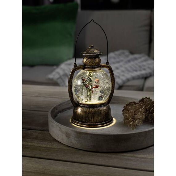 Konstsmide LED Kugellaterne aus Glas, Schneemannfamilie, mit 5h Timer, wassergefüllt, warm weiß, batteriebetrieben, Innen - 3498-000, Ø 58 cm
