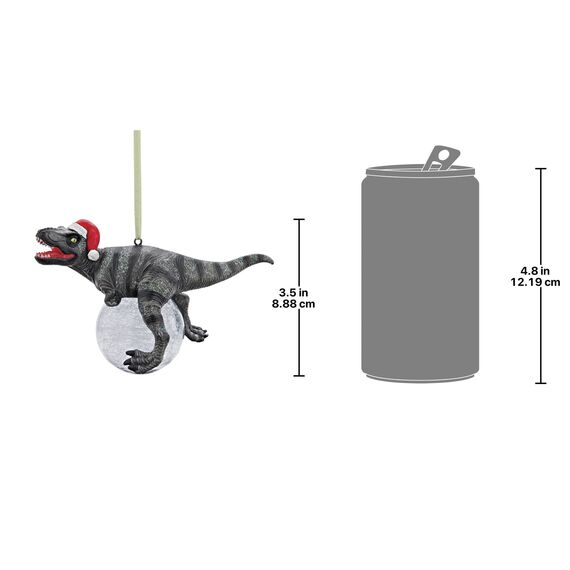 Weihnachtsbaum Ornament - Blitzer die T Rex mit Sankt-Hut-Feiertags-Verzierung: Set von drei - Dinosaurier-Figuren